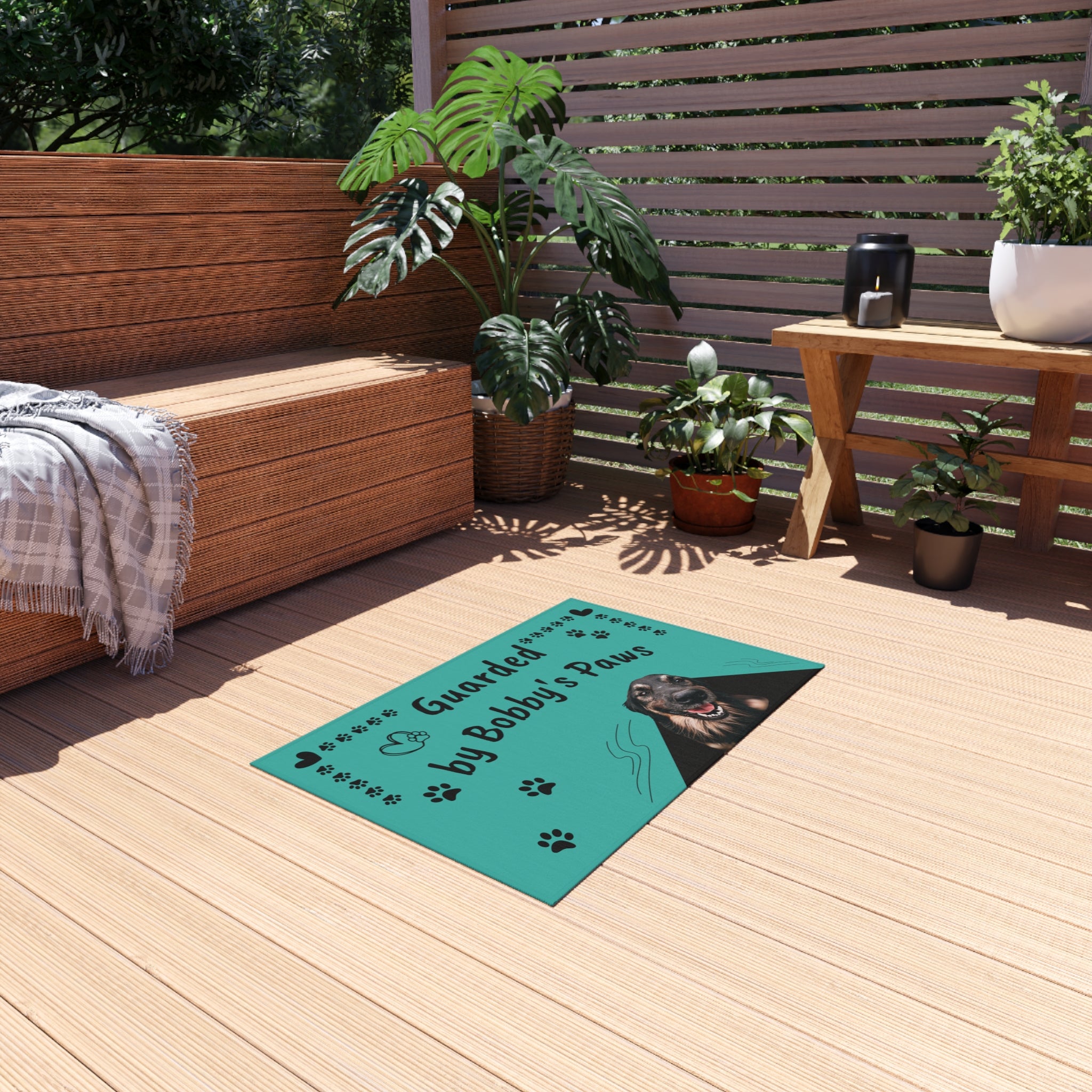 Personalised Outdoor Rug ( with your dog`s photo and name )